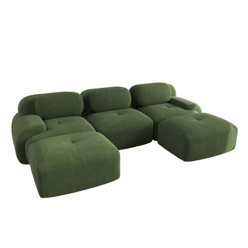 Canapé En U, Antidérapant, Haute Résilience, Velours Côtelé, Vert