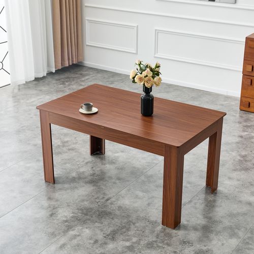 Table à Manger Rectangulaire Extensible En Mdf Finition Noyer - 220x88.5x77 Cm