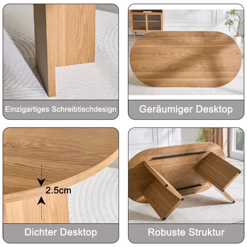 Table à Manger Ovale En Bois Synthétique Couleur Noyer - 180x90x75.5 Cm