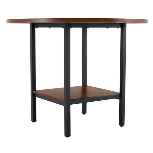 Table à Manger Ronde - Mdf Et Métal - Noyer - D.100x77 Cm