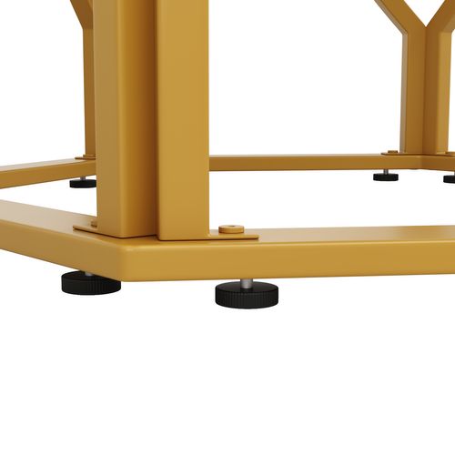 Table à Manger Ronde En Mdf Et Métal - Effet Marbre Blanc Et Or - 100x100x76 Cm