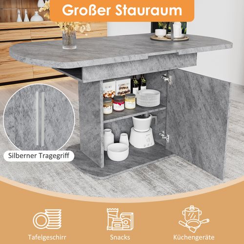 Table à Manger Extensible Ovale - Panneaux De Particules - Effet Béton - 110/130x70x75 Cm