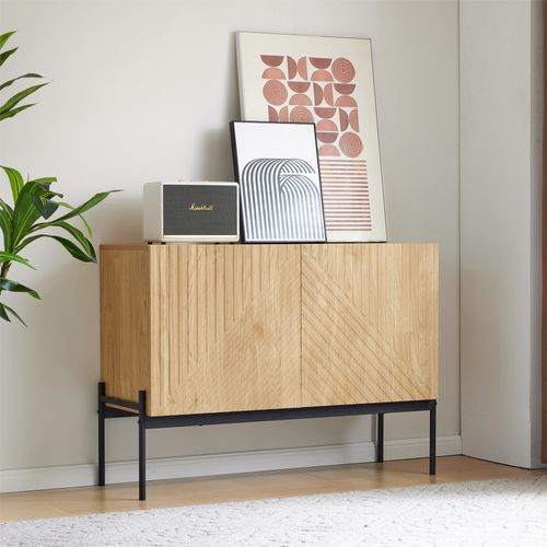 Buffet - Panneaux De Particules Et Métal - Naturel - 100x40x75 Cm