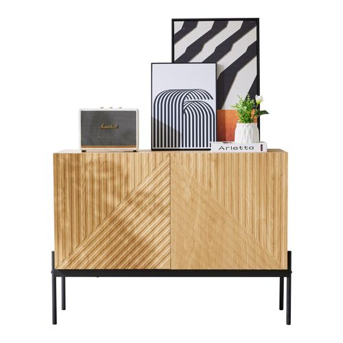 Buffet - Panneaux De Particules Et Métal - Naturel - 100x40x75 Cm