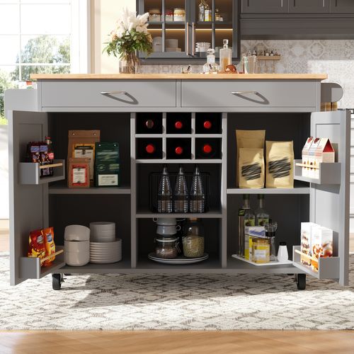 Îlot De Cuisine En Mdf Et Métal - Gris Effet Bois - 102x45x92 Cm