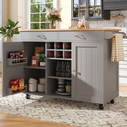 Îlot De Cuisine En Mdf Et Métal - Gris Effet Bois - 102x45x92 Cm