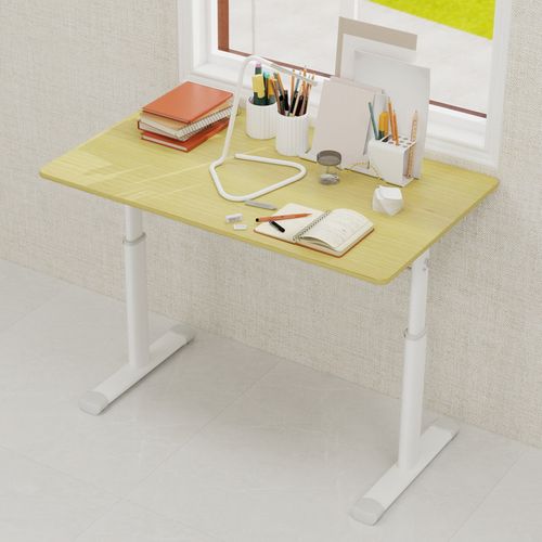 Bureau D'étude Réglable En Hauteur - Bois Et Métal - Naturel - 100 X 60 X 90 Cm