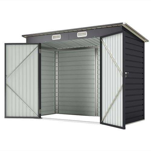Abri De Jardin En Acier - Gris - 249x121x183 Cm