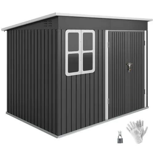 Abri De Jardin En Métal - Gris Foncé - 260x177x190 Cm
