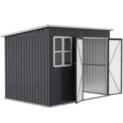 Abri De Jardin En Métal - Gris Foncé - 260x177x190 Cm