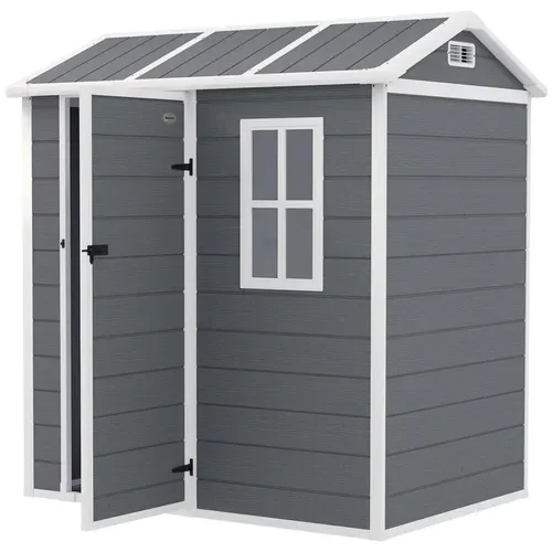 Abri De Jardin - Résine Plastique - Gris - 186x130x199 Cm