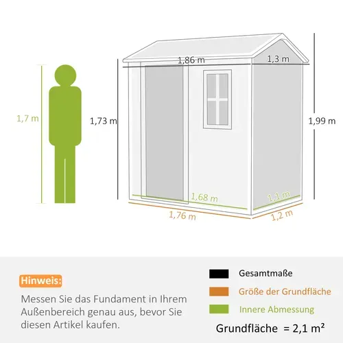 Abri De Jardin - Résine Plastique - Gris - 186x130x199 Cm