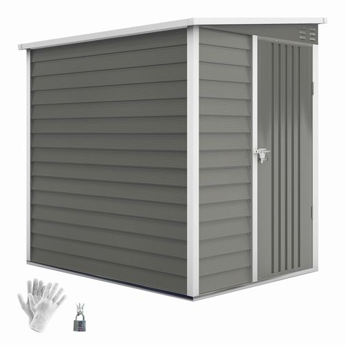 Abri De Jardin Adossable En Acier Galvanisé - Gris - 142 X 184 X 181 Cm