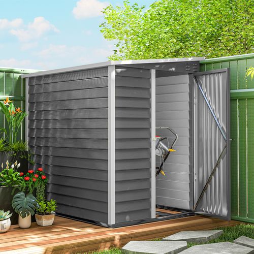 Abri De Jardin Adossable En Acier Galvanisé - Gris - 142 X 184 X 181 Cm