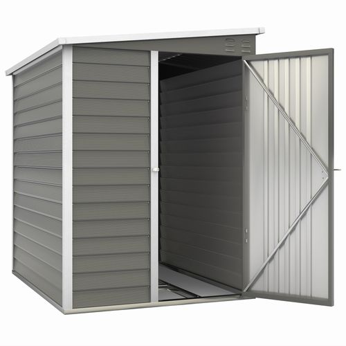 Abri De Jardin Adossable En Acier Galvanisé - Gris - 142 X 184 X 181 Cm
