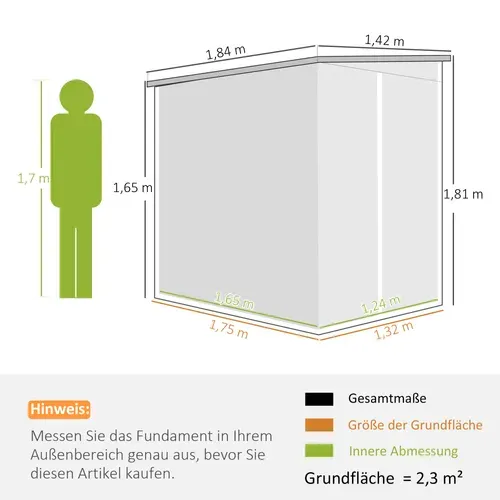 Abri De Jardin Adossable En Acier Galvanisé - Gris - 142 X 184 X 181 Cm