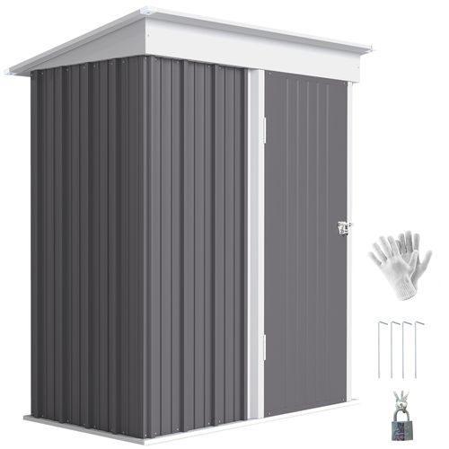 Abri De Jardin En Acier Ondulé - Gris - 161x95x181 Cm