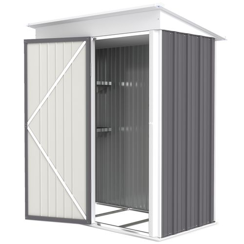 Abri De Jardin En Acier Ondulé - Gris - 161x95x181 Cm