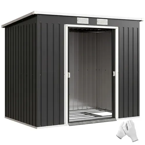 Abri De Jardin En Acier Galvanisé - Gris Foncé - 213x130x172 Cm
