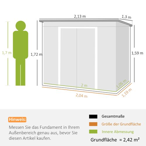 Abri De Jardin En Acier Galvanisé - Gris Foncé - 213x130x172 Cm