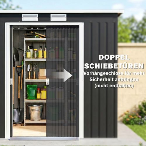 Abri De Jardin En Acier Galvanisé - Gris Foncé - 213x130x172 Cm