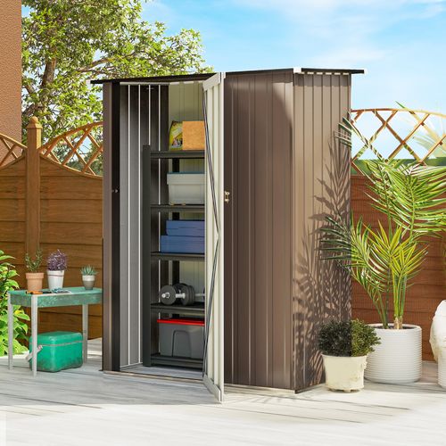 Abri De Jardin En Acier Marron - 142 X 86 X 189 Cm