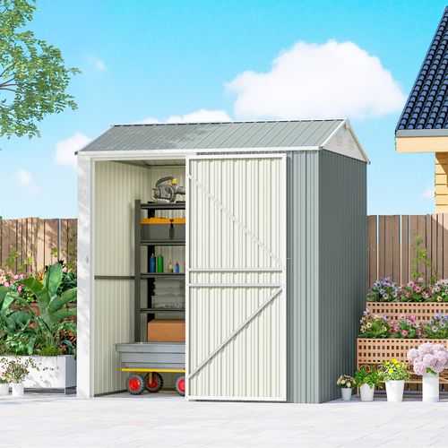 Abri De Jardin En Acier Galvanisé - Gris - 209x177x236 Cm