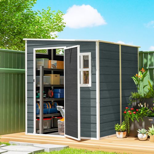 Abri De Jardin En Plastique Aspect Bois - 182 X 182 X 196 Cm