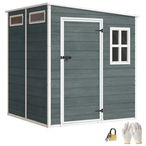 Abri De Jardin En Plastique Aspect Bois - 182 X 182 X 196 Cm