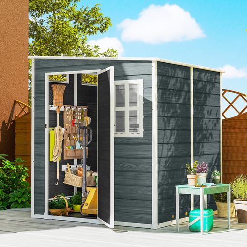 Abri De Jardin En Plastique Aspect Bois - 182 X 182 X 196 Cm