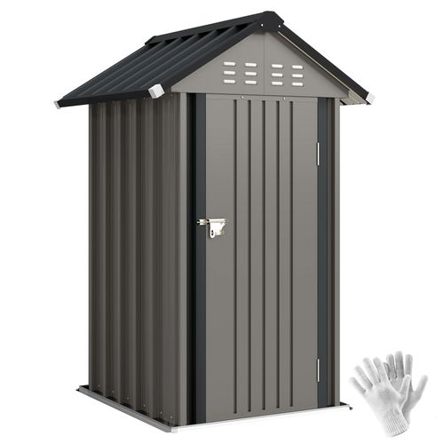Abri De Jardin En Métal - Gris - 122x121x192 Cm