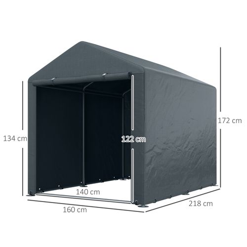 Abri De Jardin - Métal Et Pe - Gris Foncé - 160x218x172 Cm