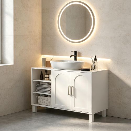 Meuble Sous-vasque - Mdf Et Panneaux De Particules - Crème - (90x30x63 Cm)