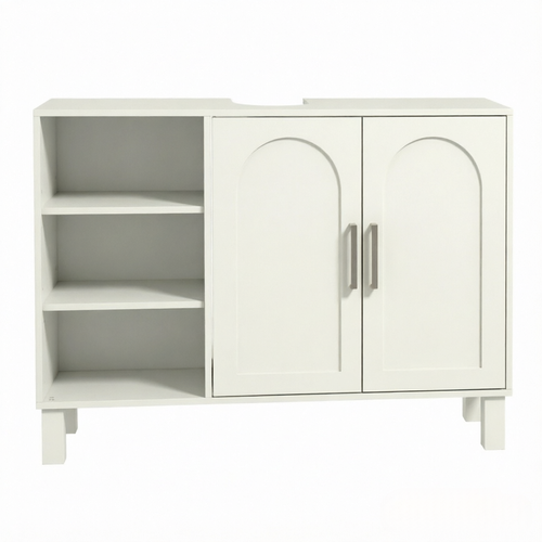 Meuble Sous-vasque - Mdf Et Panneaux De Particules - Crème - (90x30x63 Cm)