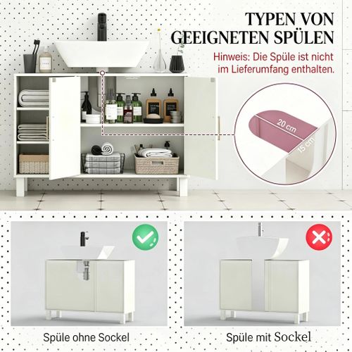 Meuble Sous-vasque - Mdf Et Panneaux De Particules - Crème - (90x30x63 Cm)
