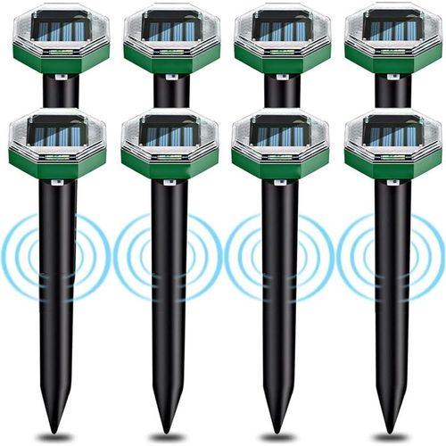 Répulsif Taupe Solaire à Ultrasons IP65 étanche - 4 Pièces - Taupes Serpents De Jardin