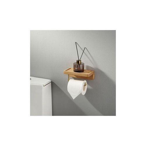 Lntyq Porte Papier Toilette,Double Installation Bois Massif Hêtre