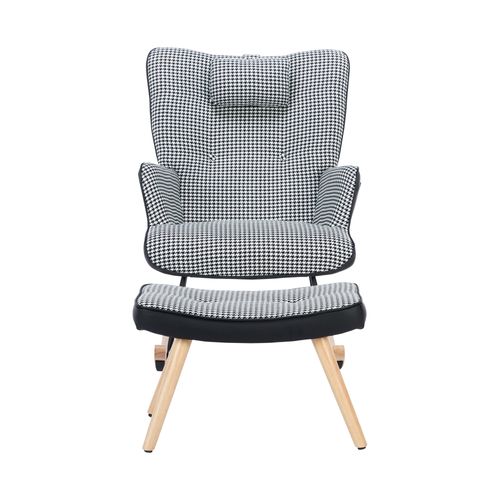 Fauteuil à Bascule Réglable Avec Repose-pieds - Dossier 5 Positions, Charge 150kg, Gris