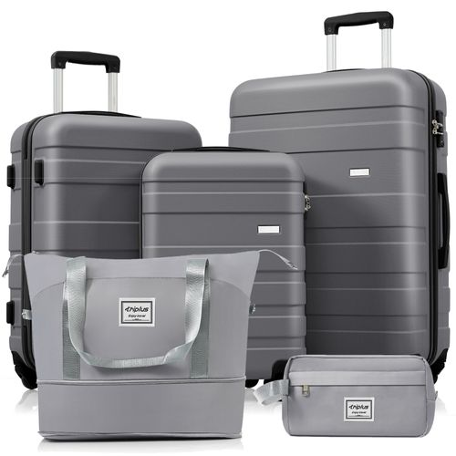 MONZANA® Set de valises Exopack Bleu 3 pièces Serrure TSA 4 Roues 360° Poignée télescopique Plastique ABS Voyage Avion