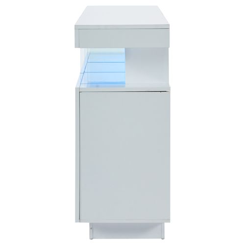 Buffet Blanc Brillant Avec Éclairage LED 2 Portes 3 Tiroirs Rezer