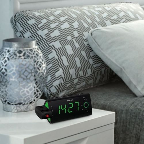 Radio-réveil - Src 330 Gn - Ecran LED 1,2? Vert - Tuner Fm - Projection Heure - Noir