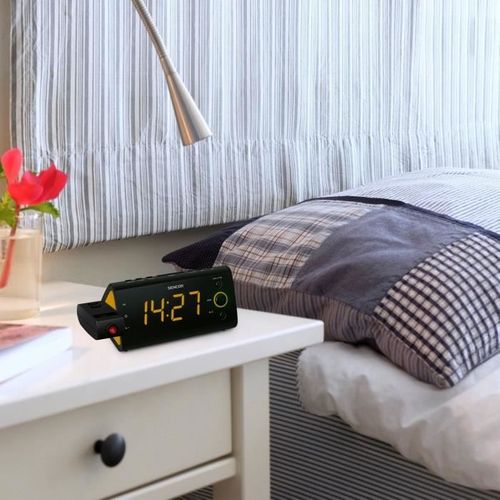 Radio-réveil - Src 330 Ou - Ecran LED 1,2? Orange - Tuner Fm - Projection Heure - Noir