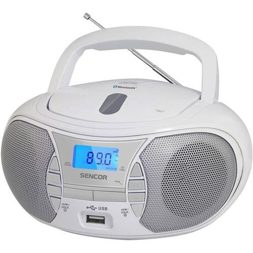 Lecteur Cd Portable Blanc Avec Bluetooth 5.0, Fm, USB Et Écran LCD