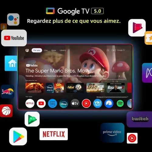 Téléviseur 4K 43'' 108 cm CHIQ U43QM10V - QLED - SmartTV vue de profil