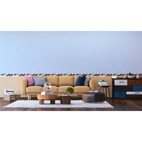 Frise Auto Collante 4 Chevaux Qui Galopent Et Sautent Sur Le Sable -1 Rouleau