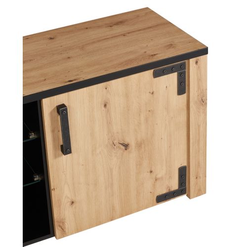 Meuble TV LAZIO Imitation chêne / noir