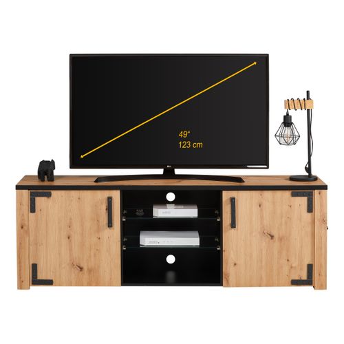Meuble TV LAZIO Imitation chêne / noir