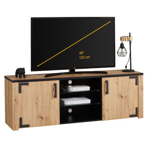 Meuble TV LAZIO Imitation chêne / noir