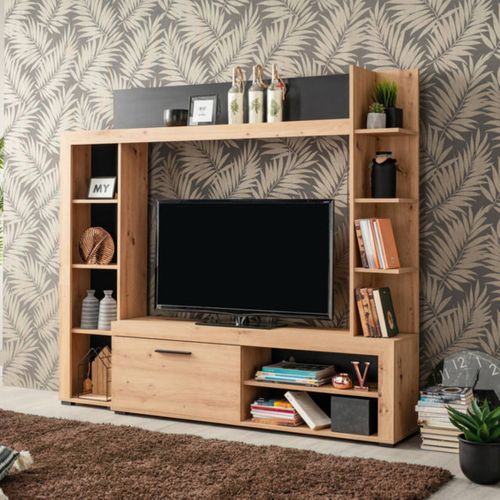 Mur TV RUBI imitation chêne