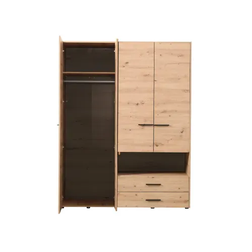 Armoire avec miroir L.160 cm LEON imitation chêne et noir